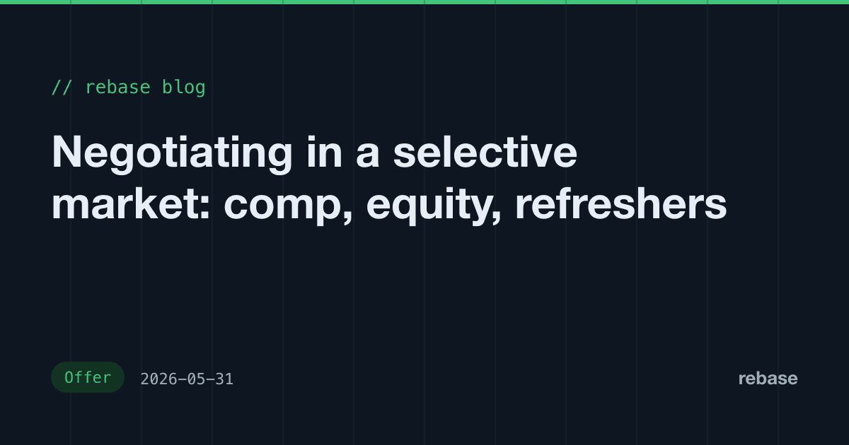 Negotiating in a selective market: comp, equity, refreshers